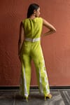 Shop_RIVI_Green Hemp Patchwork Keyhole Ablaze Colour Blocked Jumpsuit _at_Aza_Fashions