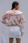 Shop_RIVI_Pink Hemp Embroidered Patchwork Collar Blush Shirt With Wrap Skirt _at_Aza_Fashions