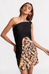 RIVI_Black Hemp Patchwork One-shoulder Confetti Kisses One Dress _Online_at_Aza_Fashions