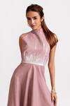 Shop_RIVI_Pink Hemp Hand Paint Glass Beads Halter Frosted Whispers Neck Dress _Online_at_Aza_Fashions