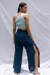 Shop_RIVI_Blue Hemp Solid Asymmetric Mist One Shoulder Top With Pant _at_Aza_Fashions