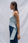 Buy_RIVI_Blue Hemp Solid Asymmetric Mist One Shoulder Top With Pant _Online_at_Aza_Fashions