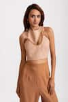 Buy_RIVI_Beige Hemp High Neck Rebel Reign Cut Work Detailed Top With Pant _Online_at_Aza_Fashions