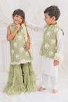 Chotibuti_Green Chanderi Embroidered Thread Bundi Kurta Set _Online_at_Aza_Fashions