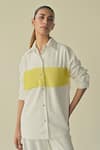 Buy_Somya Goyal_White Tessuti Thin Embroidered Crystals Collar Beads Shirt _at_Aza_Fashions