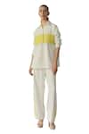 Shop_Somya Goyal_White Tessuti Thin Embroidered Crystals Collar Beads Shirt _Online_at_Aza_Fashions