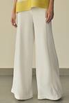 Buy_Somya Goyal_White Microfibre Faille- 95% Landscape Hem Top And Stella Flared Trouser Set _Online_at_Aza_Fashions