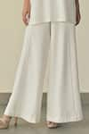 Buy_Somya Goyal_White Microfibre Faille- 95% Contoured Sleeve Shirt And Stella Flared Trouser Set _Online_at_Aza_Fashions