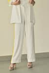 Buy_Somya Goyal_White Microfibre Faille- 95% Sleeve Shirt And Straight-fit Trouser Set 