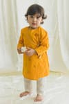 Buy_Tiber Taber_Yellow Cotton Embroidery Dhanush Baan Kurta Pyjama Set _at_Aza_Fashions