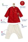 Tiber Taber_Red Cotton Embroidery Jai Shri Ram Kurta And Pyjama Set _Online_at_Aza_Fashions