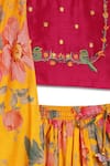 Buy_Tiber Taber_Yellow Blouse Chanderi Cotton Silk Printed Floral Fun Lehenga Set 