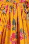 Shop_Tiber Taber_Yellow Blouse Chanderi Cotton Silk Printed Floral Fun Lehenga Set 