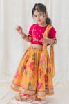 Tiber Taber_Yellow Blouse Chanderi Cotton Silk Printed Floral Fun Lehenga Set _Online