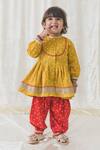 Buy_Tiber Taber_Yellow 100% Cotton Printed Bandhani Twirl Anarkali And Salwar Set _at_Aza_Fashions