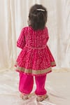 Shop_Tiber Taber_Pink 100% Cotton Printed Bandhani Twirl Anarkali With Salwar _at_Aza_Fashions