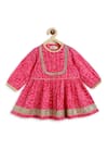 Buy_Tiber Taber_Pink 100% Cotton Printed Bandhani Twirl Anarkali With Salwar 