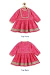 Shop_Tiber Taber_Pink 100% Cotton Printed Bandhani Twirl Anarkali With Salwar 