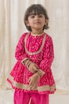 Shop_Tiber Taber_Pink 100% Cotton Printed Bandhani Twirl Anarkali With Salwar _Online