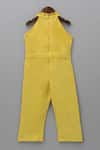 Shop_Little Brats_Yellow Silk Blend Embellished Beads Cheetah Threadwork Jumpsuit _at_Aza_Fashions