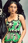 Buy_Maison Blu_Emerald Green Crepe Printed Abstract Cutout Geometric Jumpsuit With Belt _Online_at_Aza_Fashions