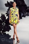 Buy_Maison Blu_Yellow Silk Printed Abstract Collar Short Cargo Dress _at_Aza_Fashions