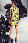 Shop_Maison Blu_Yellow Silk Printed Abstract Collar Short Cargo Dress _at_Aza_Fashions