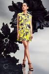 Buy_Maison Blu_Yellow Silk Printed Abstract Collar Short Cargo Dress _Online_at_Aza_Fashions