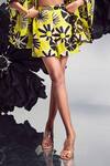 Maison Blu_Yellow Sheer Silk Printed Abstract Open Front Studded Cape With Shorts _Online_at_Aza_Fashions