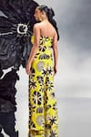 Shop_Maison Blu_Yellow Crepe Printed Abstract Straight Rick Rack Studded Tube Jumpsuit _at_Aza_Fashions