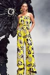 Buy_Maison Blu_Yellow Crepe Printed Abstract Straight Rick Rack Studded Tube Jumpsuit _Online_at_Aza_Fashions