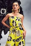 Shop_Maison Blu_Yellow Crepe Printed Abstract Straight Rick Rack Studded Tube Jumpsuit _Online_at_Aza_Fashions