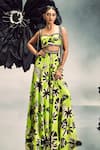 Buy_Maison Blu_Green Crepe Printed Abstract Sweetheart Metal Studded Bustier With Sharara _at_Aza_Fashions