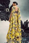 Shop_Maison Blu_Yellow Georgette Printed Abstract Cutout Sequin Studded Lehenga With Bustier _at_Aza_Fashions