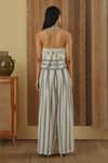 Shop_MUVAZO_White Cotton Dobby Hand Embroidered Mirror Halter Top With Wide Leg Pant _at_Aza_Fashions