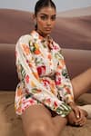 Shop_Pop Sugar_Multi Color 100% Cotton Printed Floral Collared Button Down Shirt And Shorts Set _Online_at_Aza_Fashions