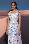 Buy_Pop Sugar_Multi Color 100% Cotton Printed Blooming Ethereal Blossom Tie-up Shoulder Dress _Online_at_Aza_Fashions