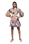 Pop Sugar_Multi Color 100% Cotton Embroidered Floral High Celestial Bloom Short Dress _Online_at_Aza_Fashions