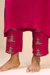 Shop_Sarang Kaur_Pink Kurta Satin Georgette Hand Embroidered Thread Round Anya With Pant _Online_at_Aza_Fashions