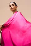 Sarang Kaur_Pink Satin Georgette Hand Embroidered Thread Anya Dupatta _at_Aza_Fashions