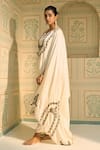 Shop_Sarang Kaur_White Satin Georgette Hand Embroidered Thread Anya Floral Dupatta _Online_at_Aza_Fashions