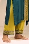 Shop_Sarang Kaur_Green Kurta Satin Georgette Hand Embroidered Beads Seerat Geometric With Pant _Online_at_Aza_Fashions