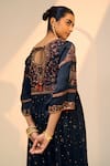 Sarang Kaur_Black Kurta Satin Georgette Hand Embroidered Thread Round Lavanya With Pant _Online_at_Aza_Fashions