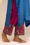 Sarang Kaur_Blue Kurta Satin Georgette Hand Embroidered Tarra Geometric Floral With Pant _at_Aza_Fashions