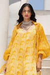 Pallavi Jaipur_Yellow Jumpsuit Silk Blend Printed Floral Fantasy Jumpsuit Plunge V With Shirt _Online_at_Aza_Fashions