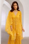 Buy Pallavi Jaipur Yellow Chiffon, Linen Sequins, Exaggerated Sleeve Printed Tunic With Sharara Online at Aza Fashions Buy_Pallavi Jaipur_Yellow Chiffon, Linen Sequins, Exaggerated Sleeve Printed Tunic With Sharara _Online_at_Aza_Fashions