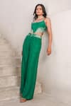 Buy_Pallavi Jaipur_Green Tusser Silk Embellished Bead Sweetheart Mirror Corset With Pant _Online_at_Aza_Fashions