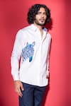 Buy_AMIT ARORA_White Cotton Lycra Printed Zebra Shirt _Online_at_Aza_Fashions