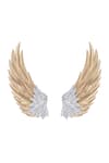 Shop_KAJ Fine Jewellery_Gold Plated Full Cut Diamonds 18kt Yellow Studded Gilded Angel Earrings _at_Aza_Fashions