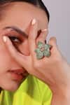 Buy_KAJ Fine Jewellery_Green Tsavorite 18kt Yellow Gold Ombre Ring _at_Aza_Fashions